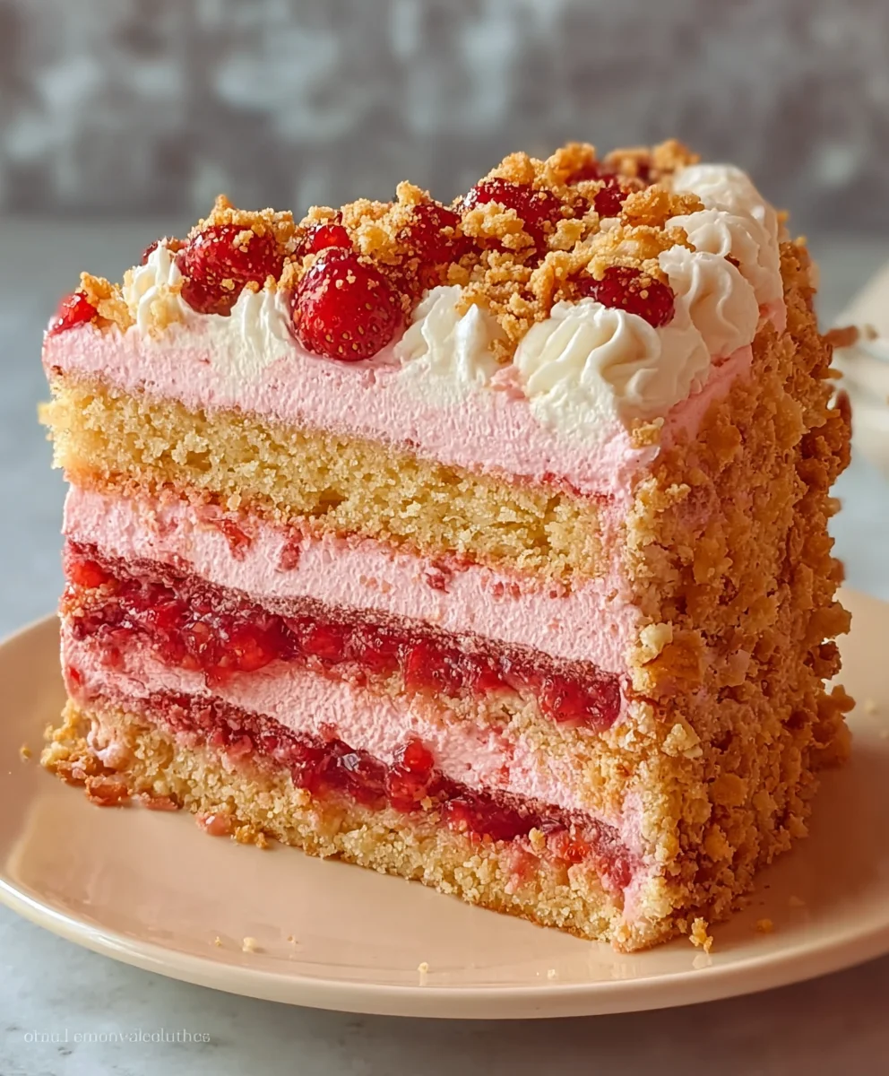 Strawberry Crunch Cake Recipe-Sweet & Easy Dessert