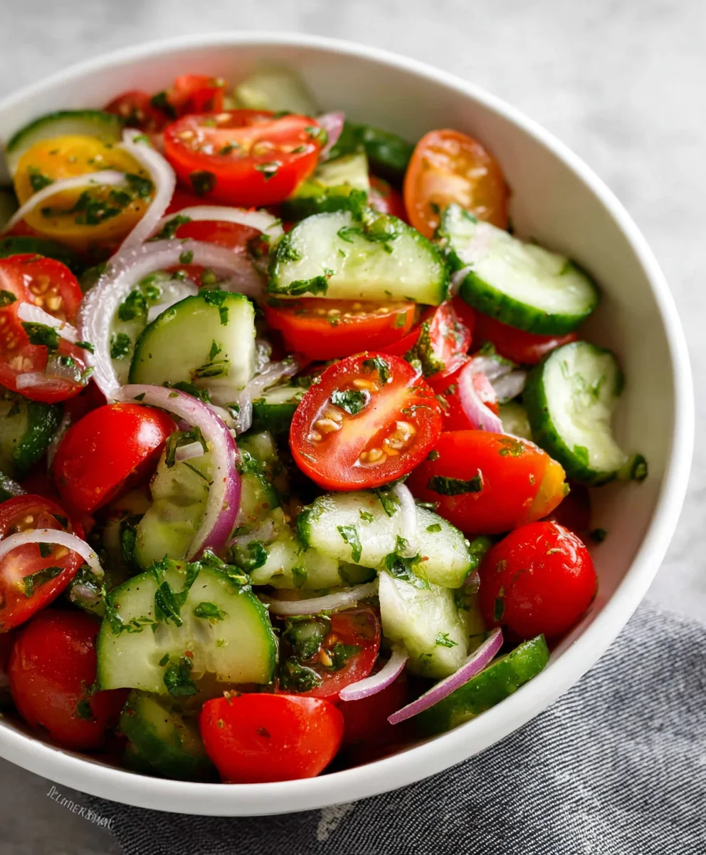 Easy Refreshing Cucumber Tomato Salad Recipe