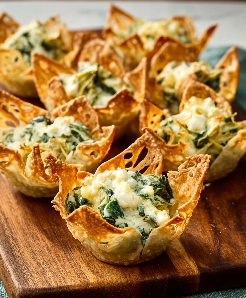 Spinach Artichoke Wonton Cups- Delicious Appetizer