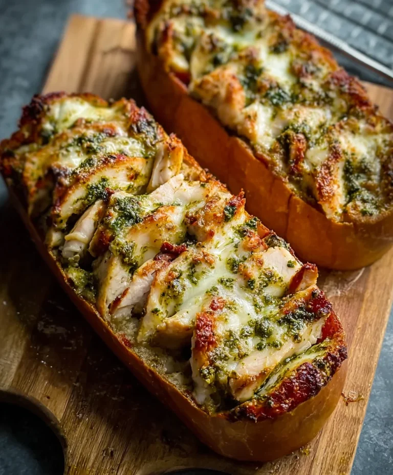 Pesto Chicken Garlic Bread- Easy Flavorful Recipe