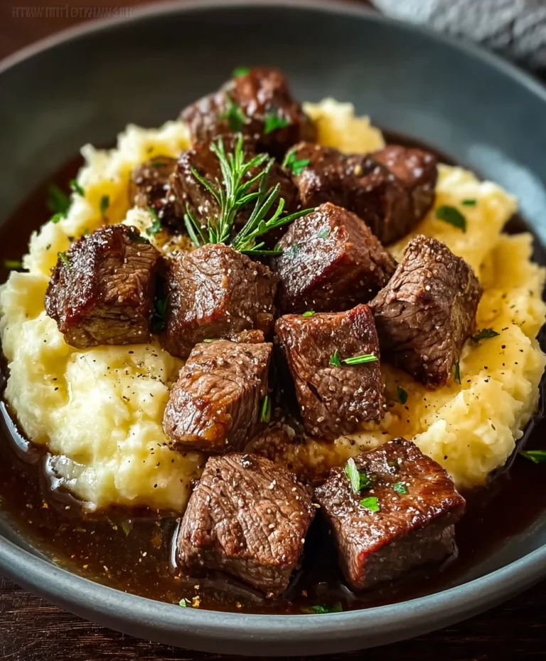 Tender Steak Bites with Creamy Mash-Easy Recipe