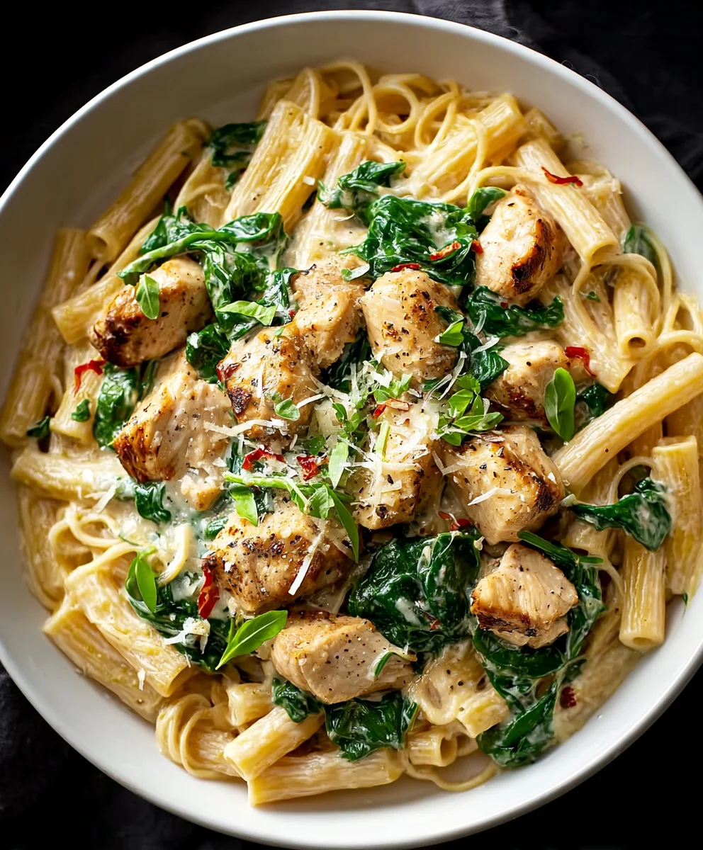 Easy Chicken Spinach Pasta-Quick Weeknight Meal