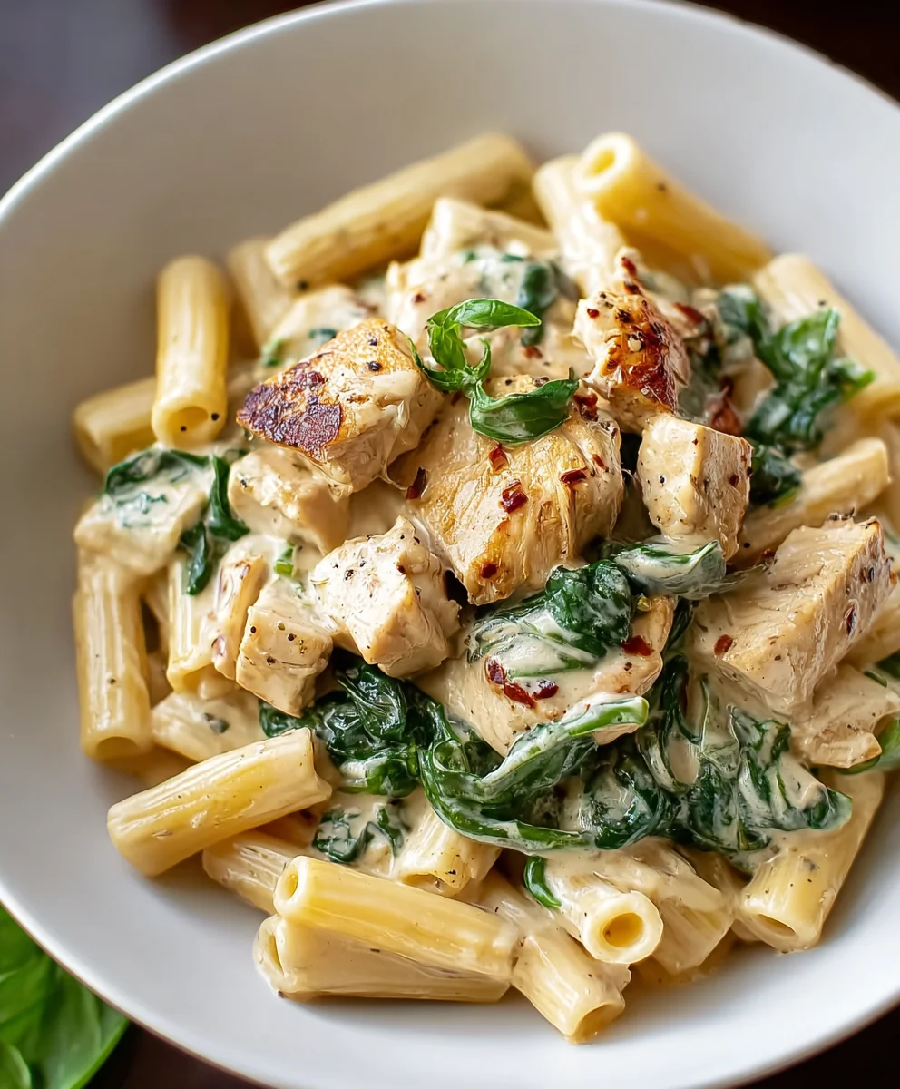 Easy Chicken Spinach Pasta-Quick Weeknight Meal