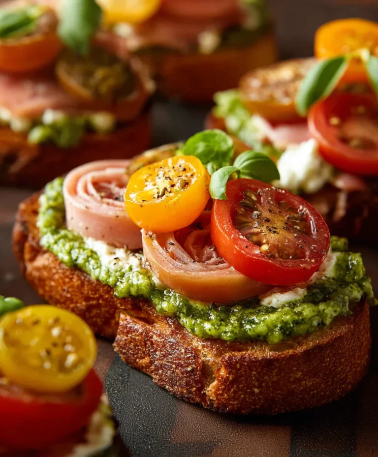 Tomato Pesto Ricotta Crostini Appetizer Recipe