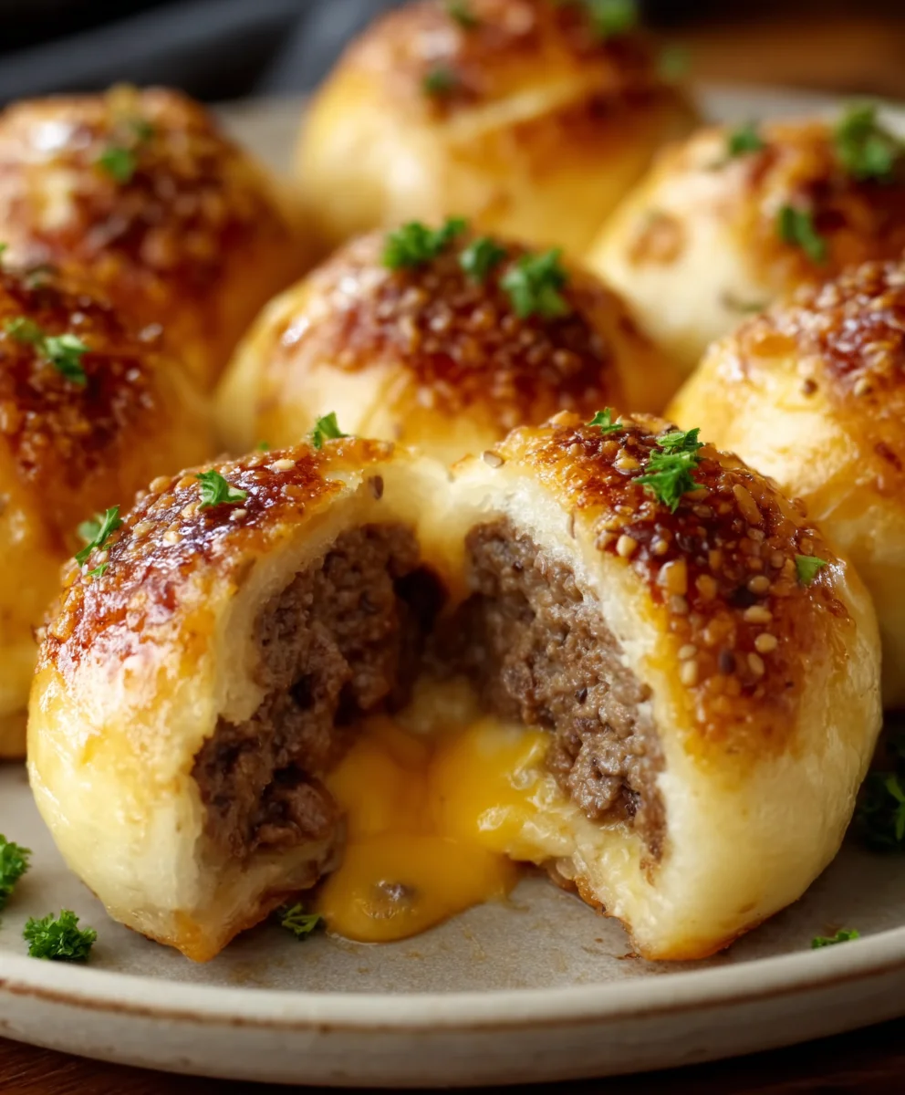 Garlic Parmesan Cheeseburger Bombs - Easy Recipe
