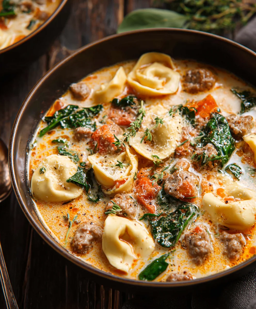 Creamy Beef Tortellini Soup- Easy Comfort Food