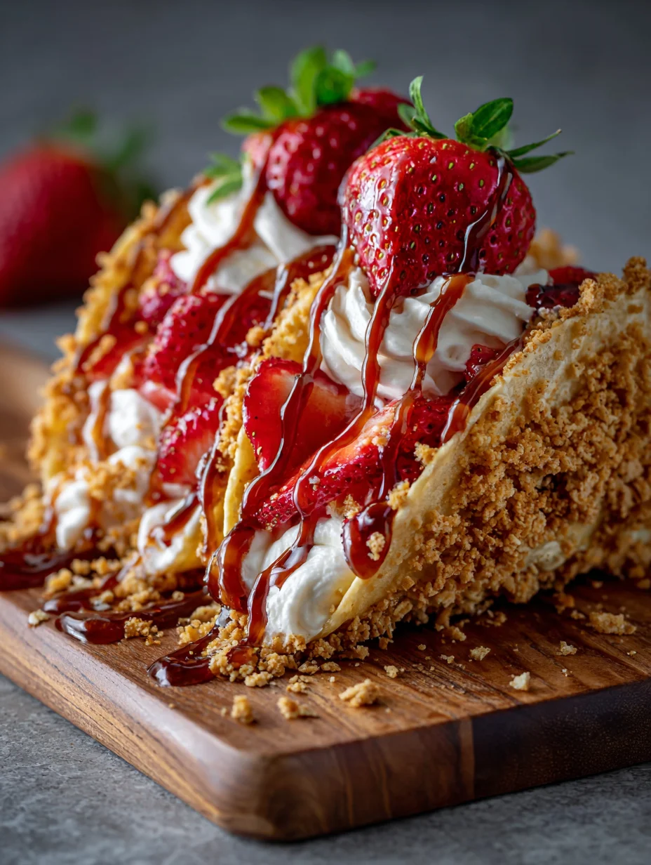 Strawberry Crunch Cheesecake Tacos-Easy & Delicious Dessert