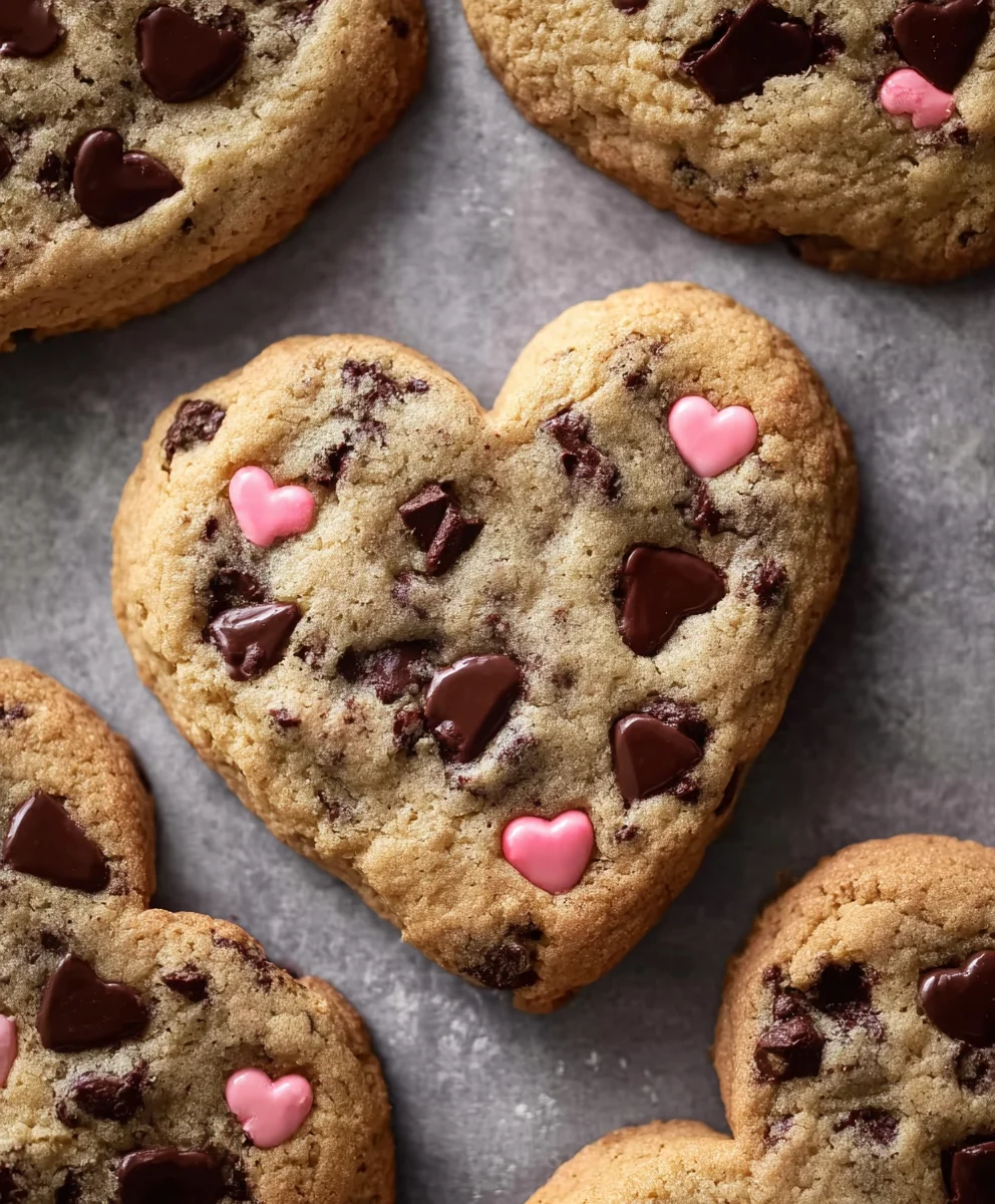 Heart-Shaped Chocolate Chip Cookies-Easy Recipe