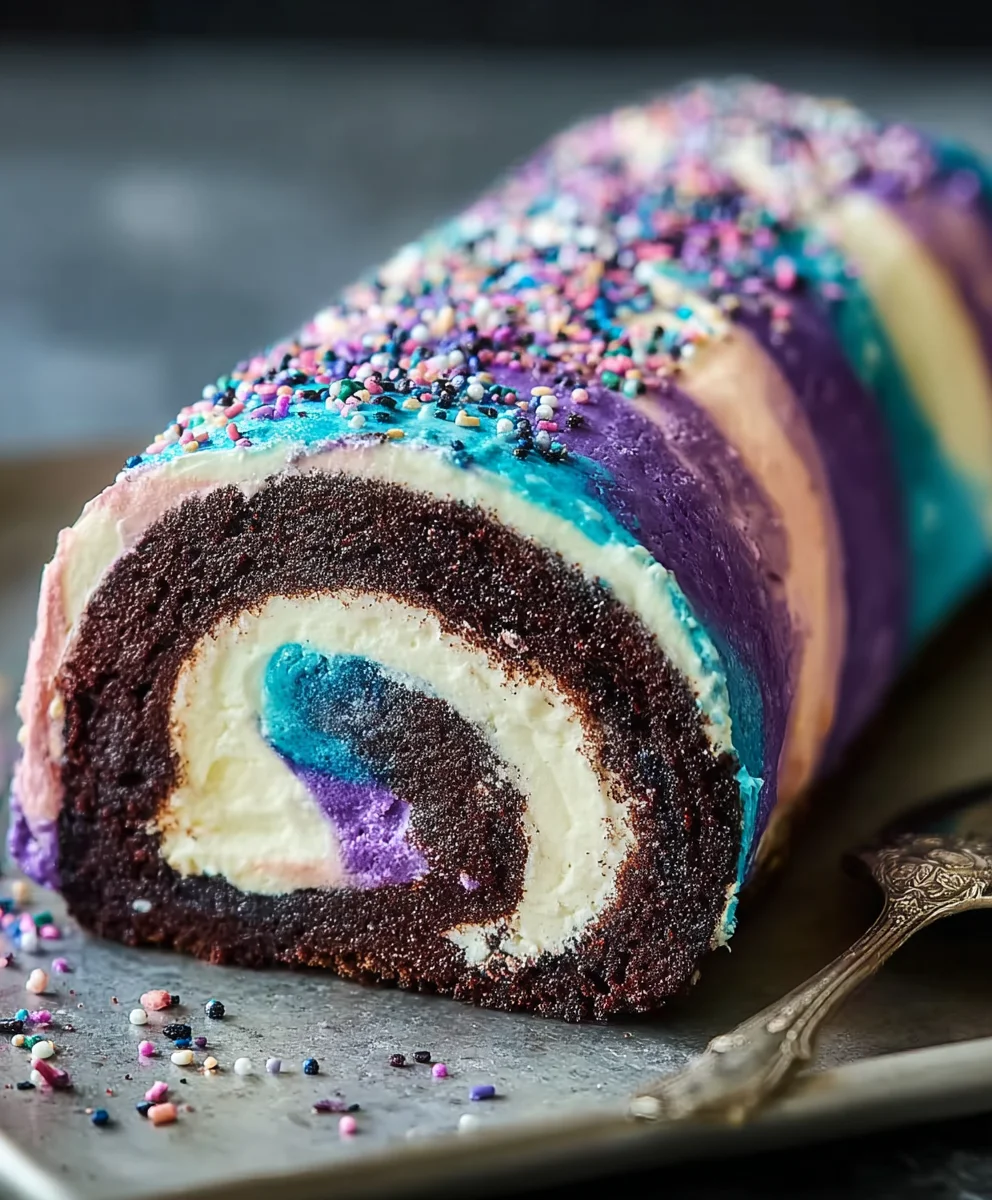 Galaxy Cake Roll Recipe- Magical Swirl Dessert