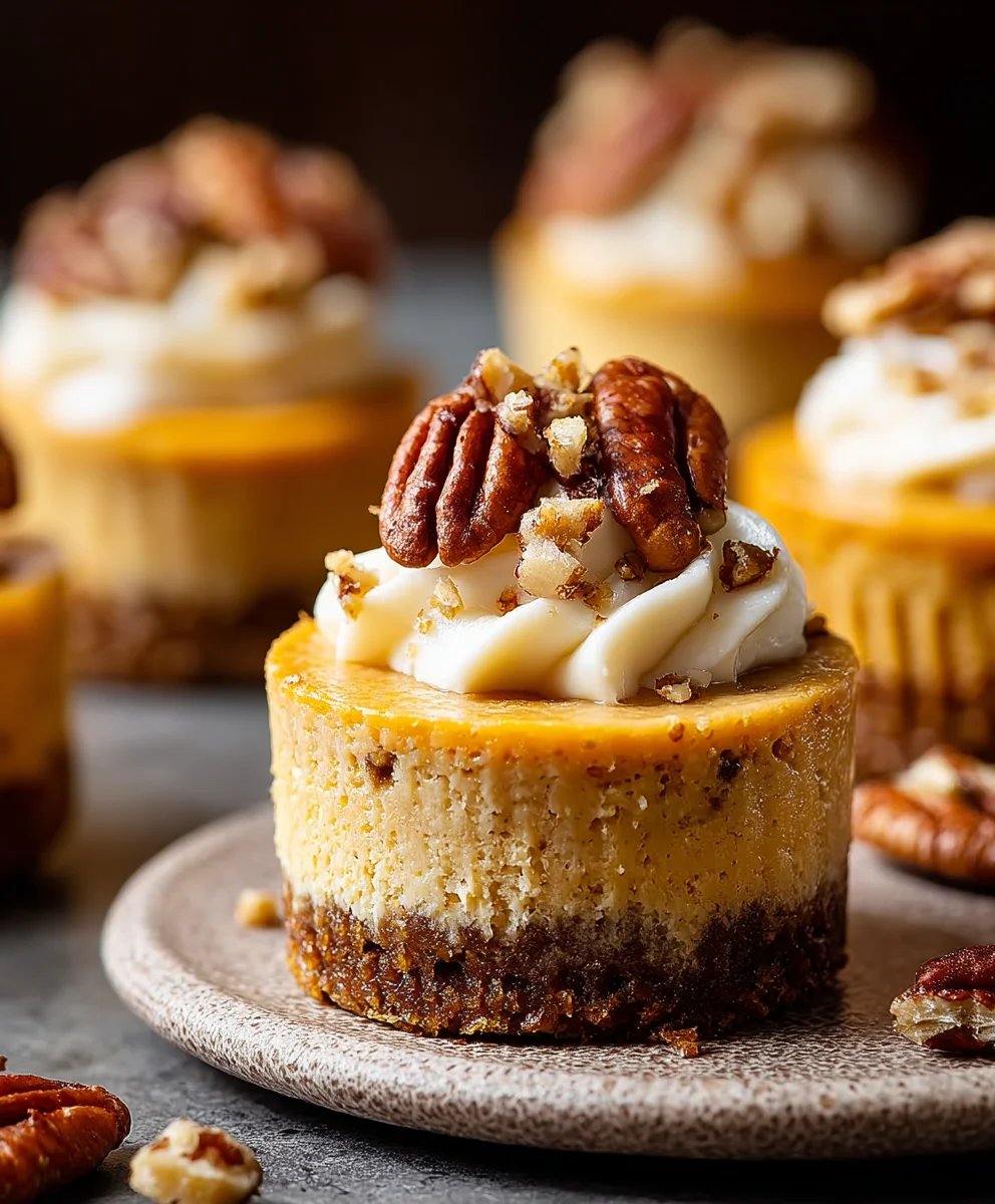 Pumpkin Pecan Mini Cheesecakes-Fall Favorite Dessert