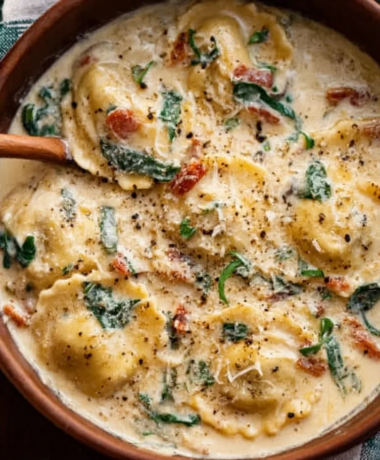 Creamy Tuscan Beef Ravioli Soup – Comfort in Every Spoonful