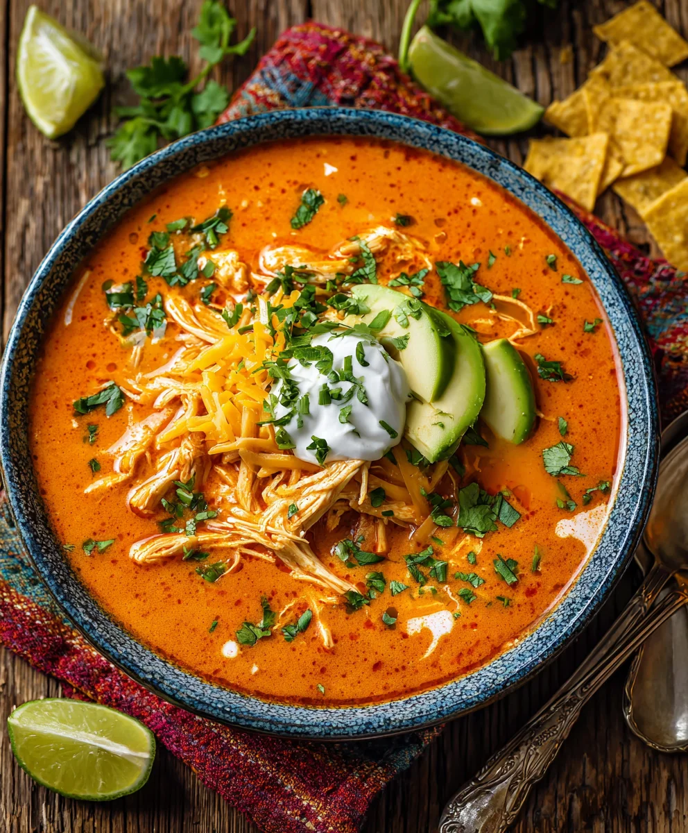 Creamy Chicken Enchilada Soup - Easy & Delicious