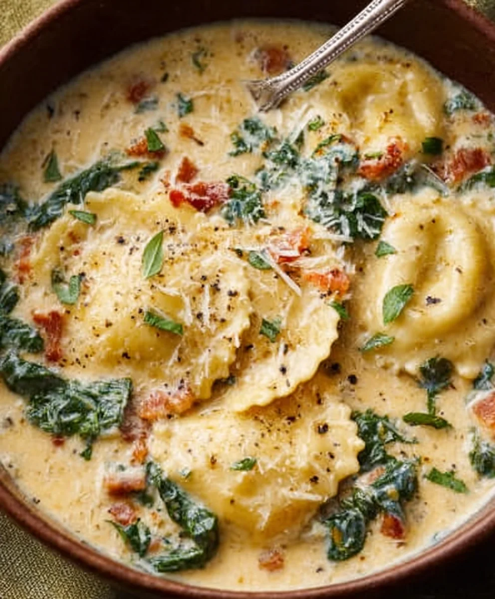 Creamy Tuscan Beef Ravioli Soup - Comfort in Every Spoonful
