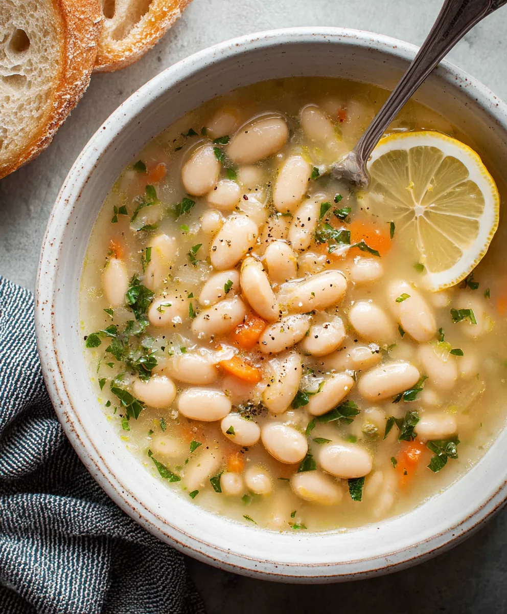 Greek White Bean Soup Garlic Lemon - Cozy & Bright