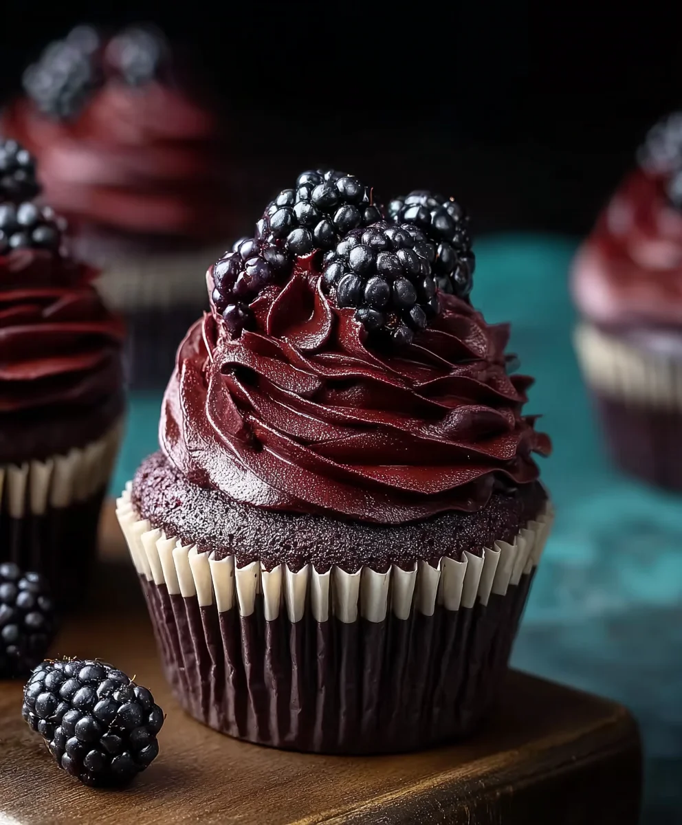 Dark Chocolate Blackberry Cupcakes-Rich & Decadent Treat