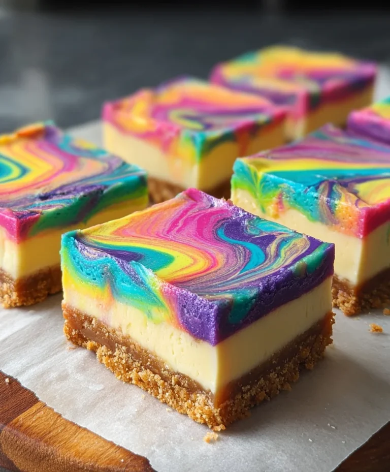 Rainbow Cheesecake Swirl Bars – Easy Dessert Recipe