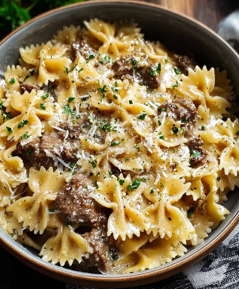 Creamy Parmesan Garlic Beef Pasta Delight