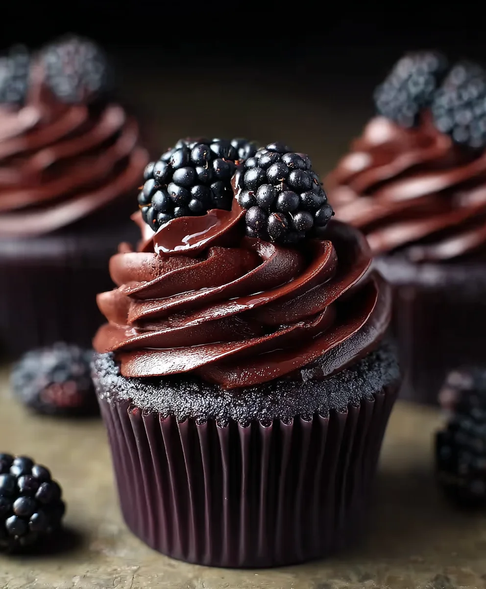 Dark Chocolate Blackberry Cupcakes-Rich & Decadent Treat