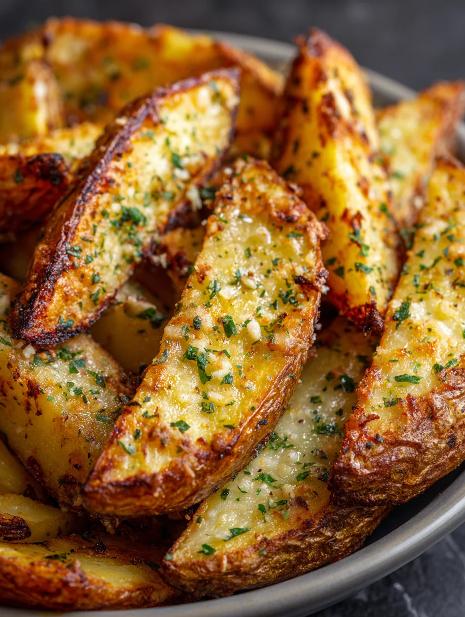 Garlic Parmesan Potato Wedges-Crispy Oven Baked Flavor