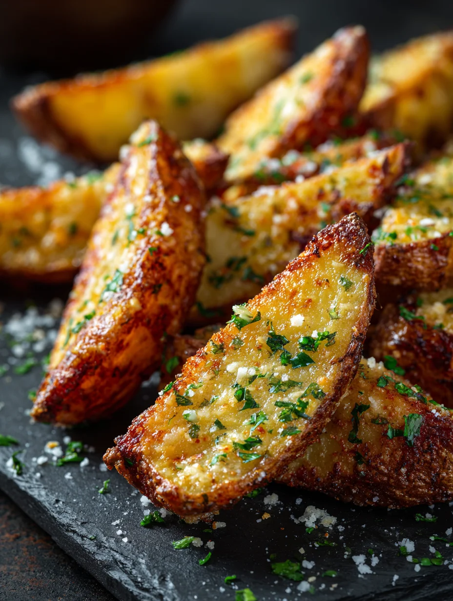 Garlic Parmesan Potato Wedges-Crispy Oven Baked Flavor