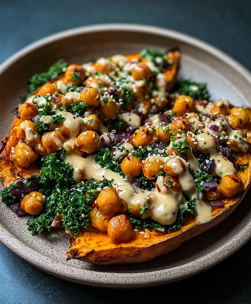 Sweet Potato Tahini Butter Chickpeas - Easy Side Dish