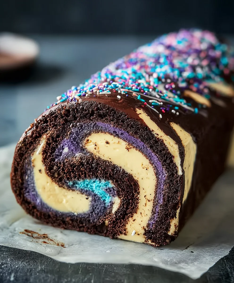 Galaxy Cake Roll Recipe- Magical Swirl Dessert