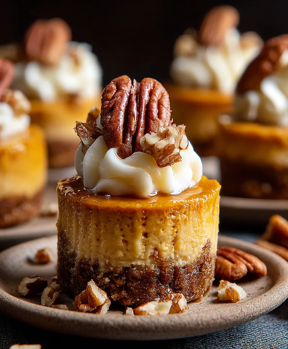 Pumpkin Pecan Mini Cheesecakes-Fall Favorite Dessert