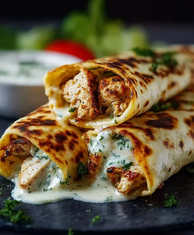 Low Carb Cheesy Garlic Chicken Wraps