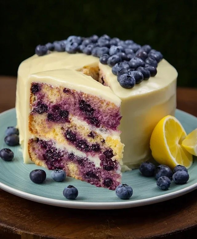 Blueberry Cake with Lemon Cream Cheese Frosting