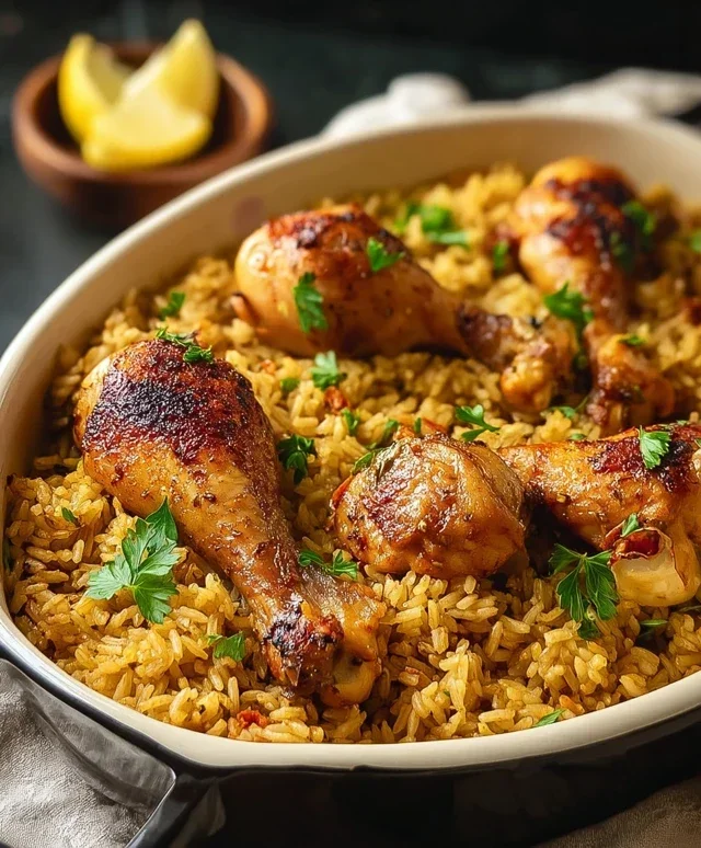 Baked Chicken Legs and Rice