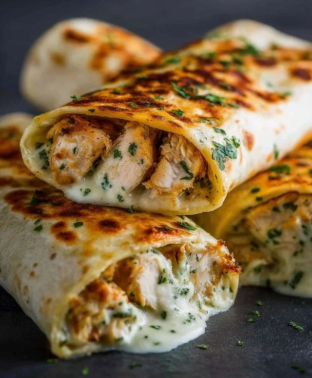 Low Carb Cheesy Garlic Chicken Wraps