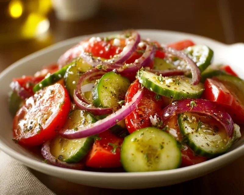 Mediterranean Salad with Cucumber, Tomato and Onion