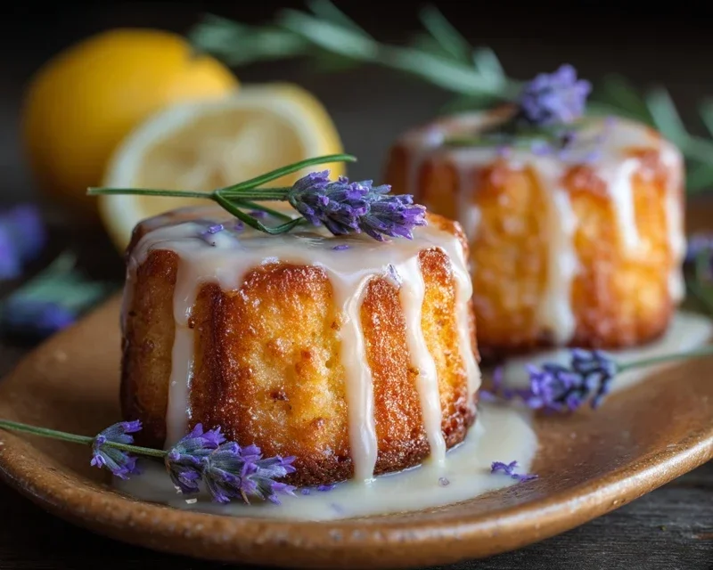 Mini Lemon Cakes With Lavender Glaze