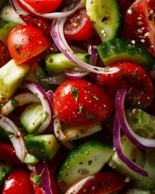Mediterranean Salad with Cucumber, Tomato and Onion