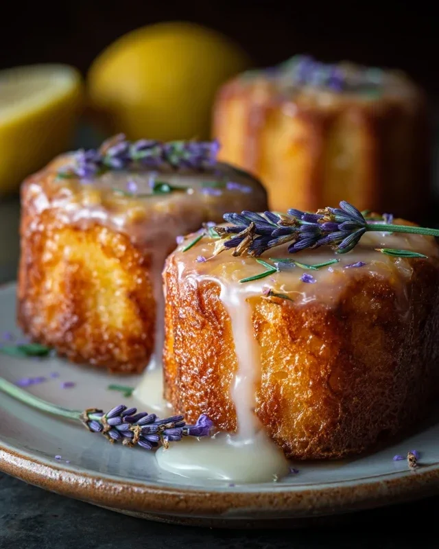 Mini Lemon Cakes With Lavender Glaze