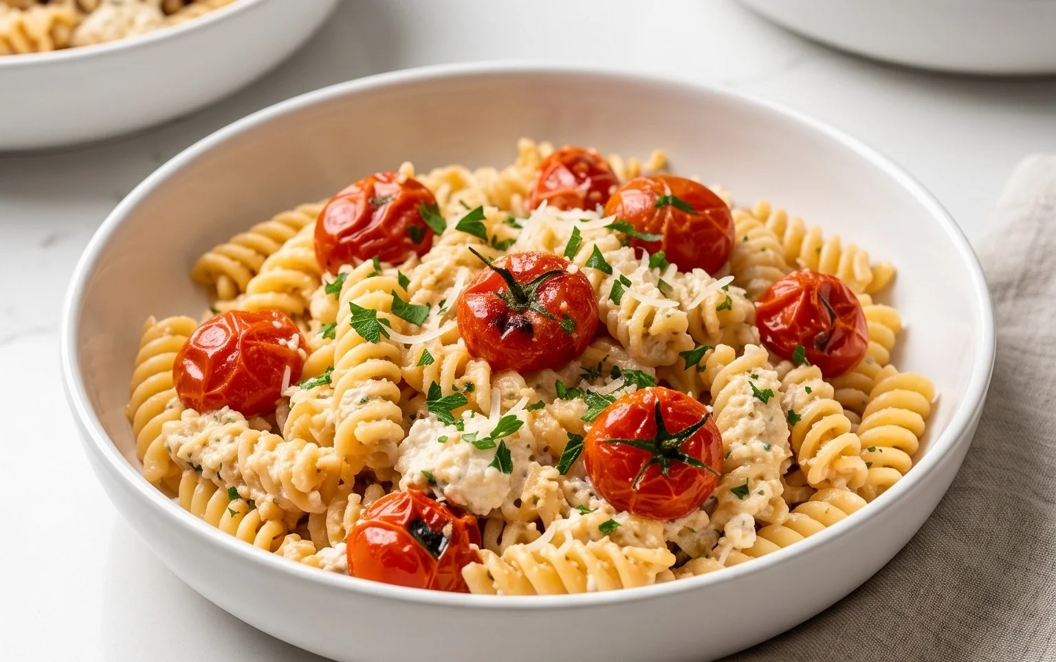 Roasted Tomato and Garlic Ricotta Pasta