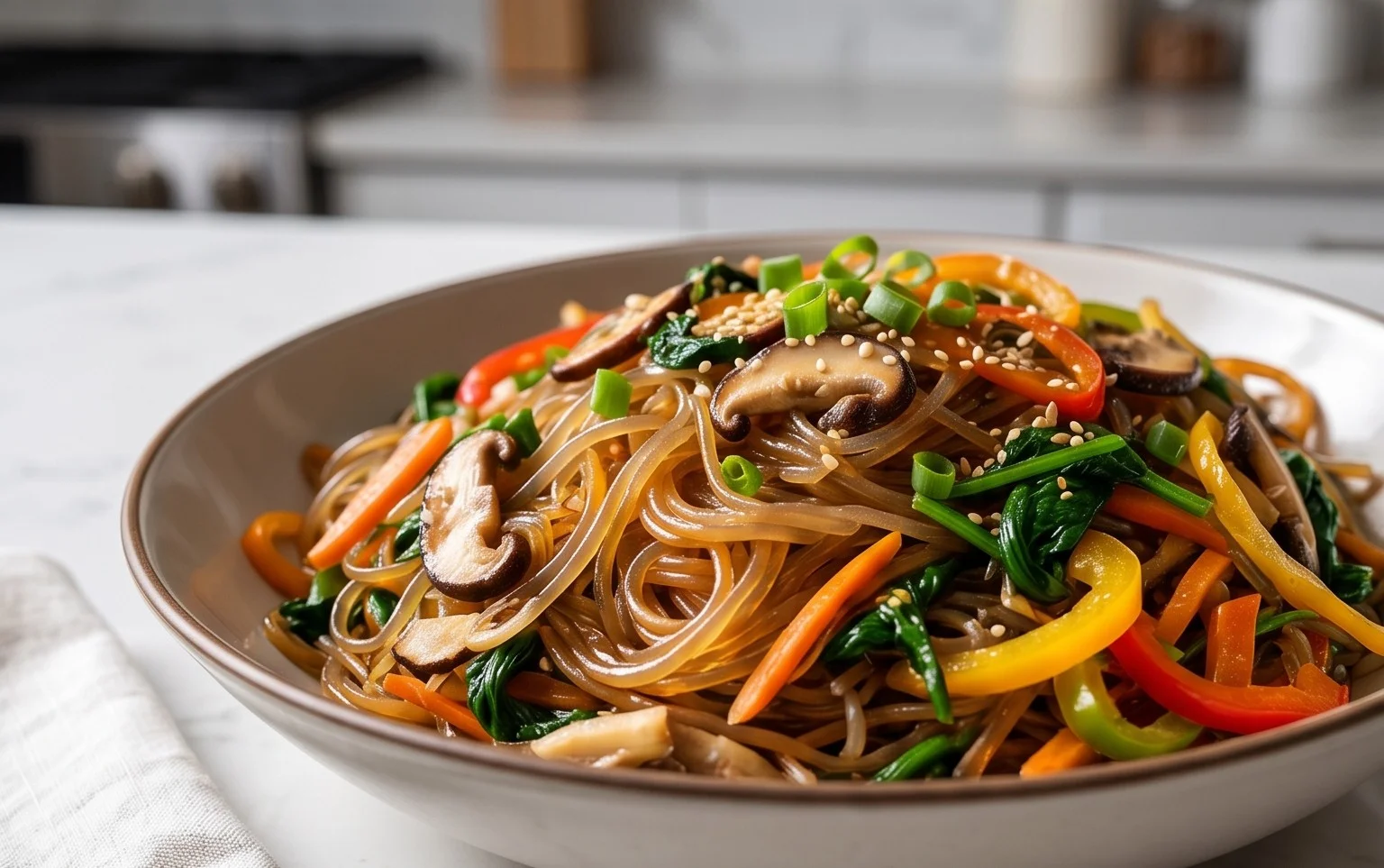 Japchae (Korean Glass Noodle Stir Fry)