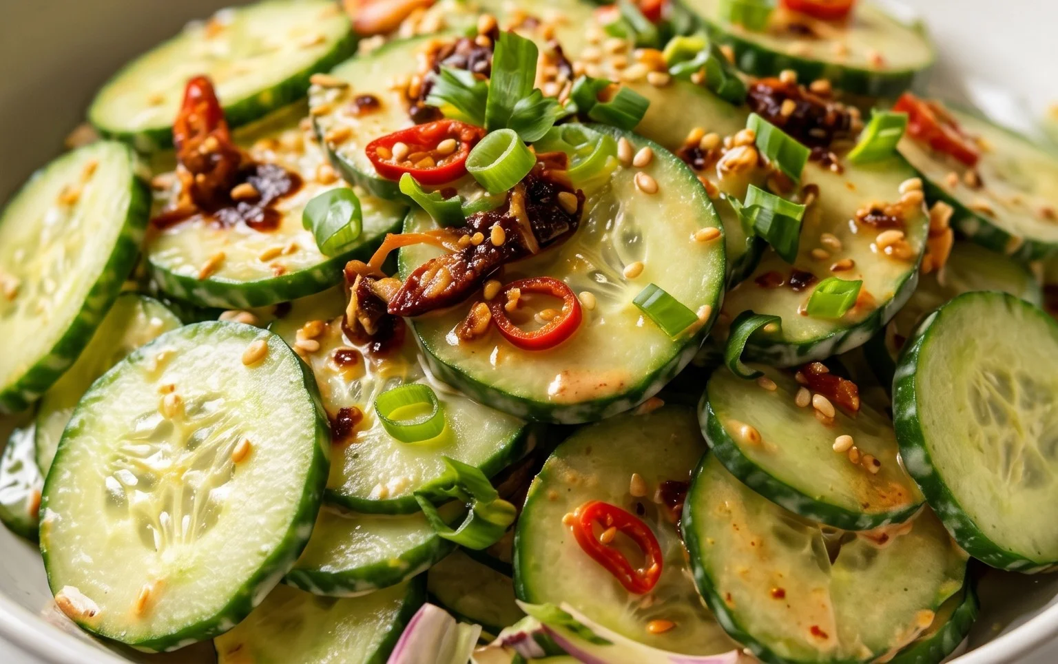 Creamy Asian Cucumber Salad Bowl