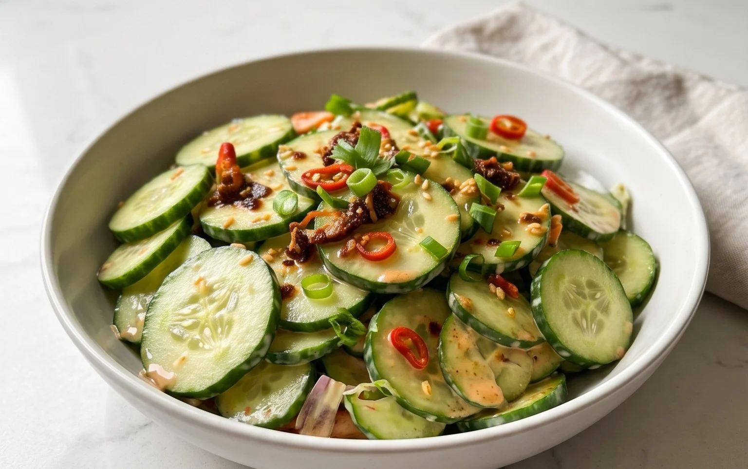 Creamy Asian Cucumber Salad Bowl
