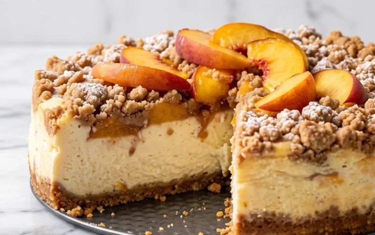 Peach Cream Cheese Cake with Streusel Topping