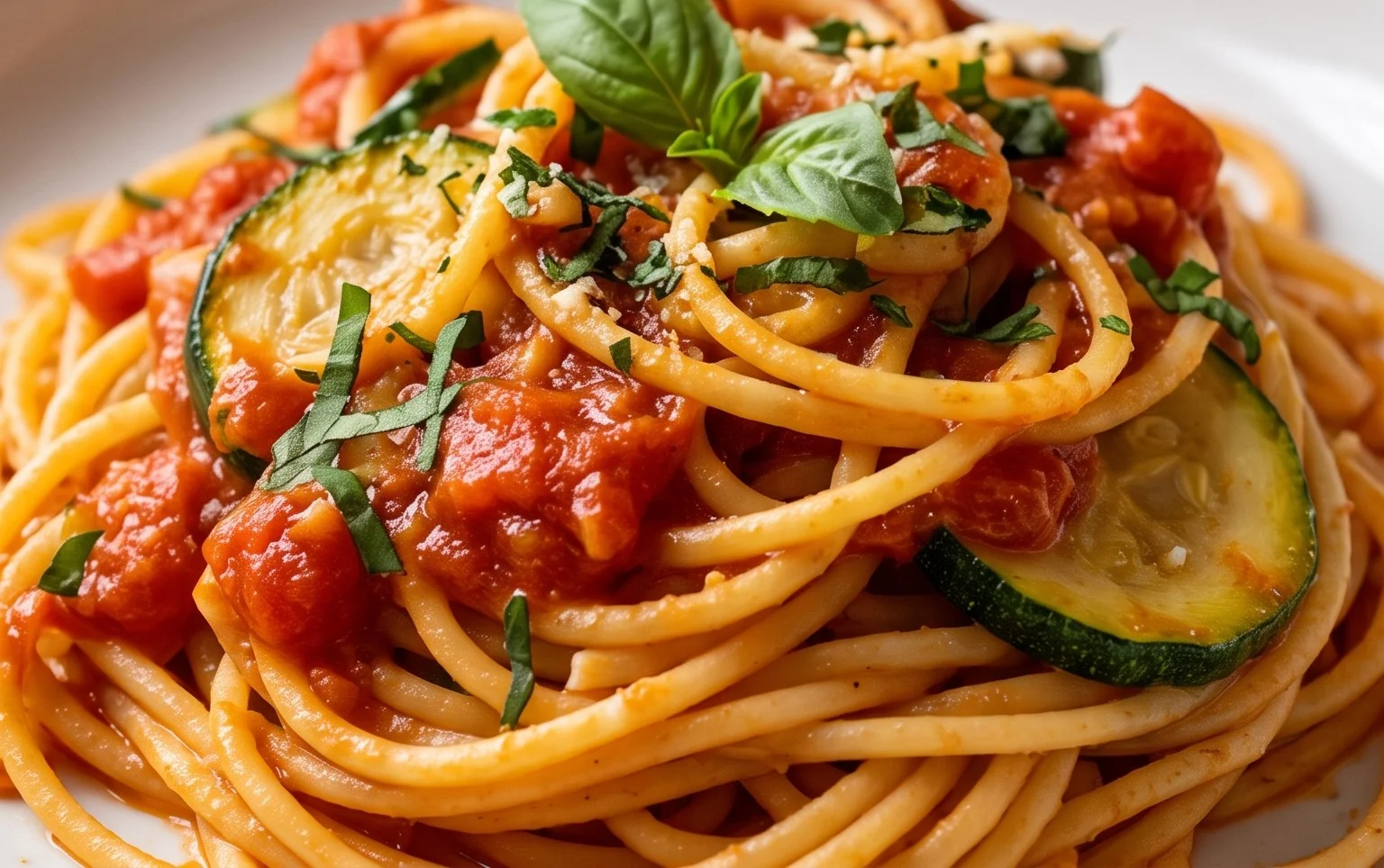 Healthy Tomato Zucchini Pasta