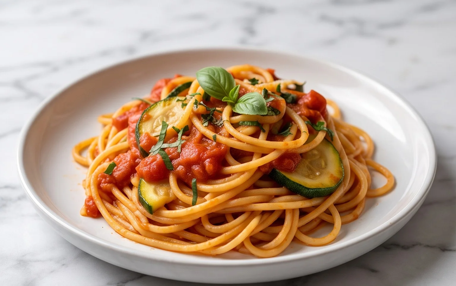 Healthy Tomato Zucchini Pasta
