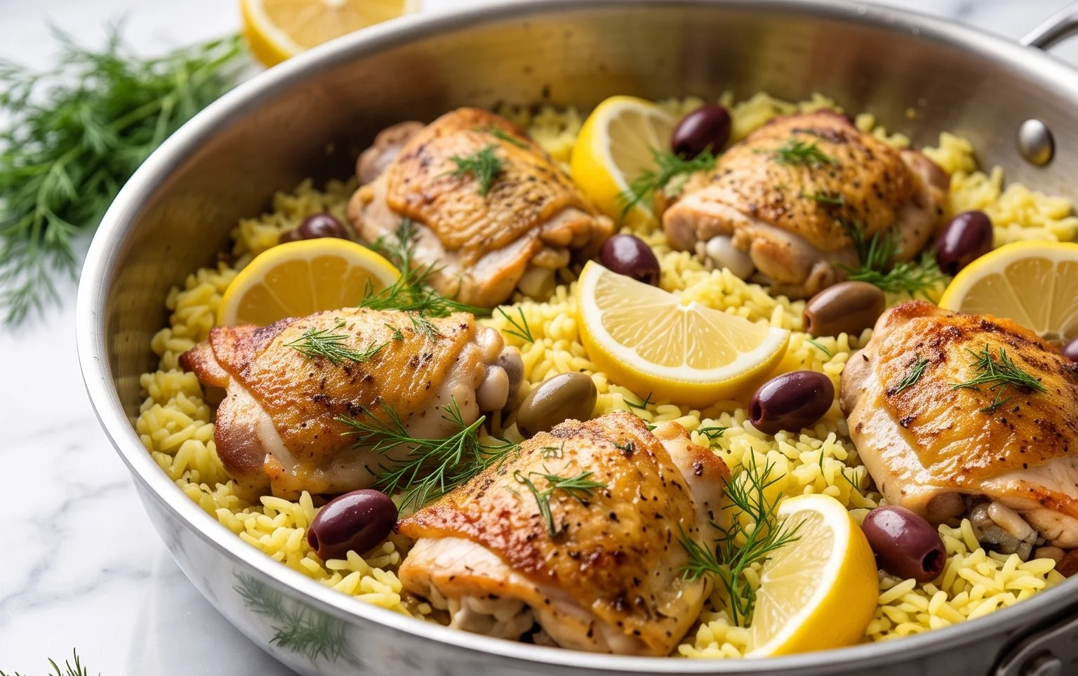 Greek Chicken and Lemon Rice (30 Minutes, One-Pot)