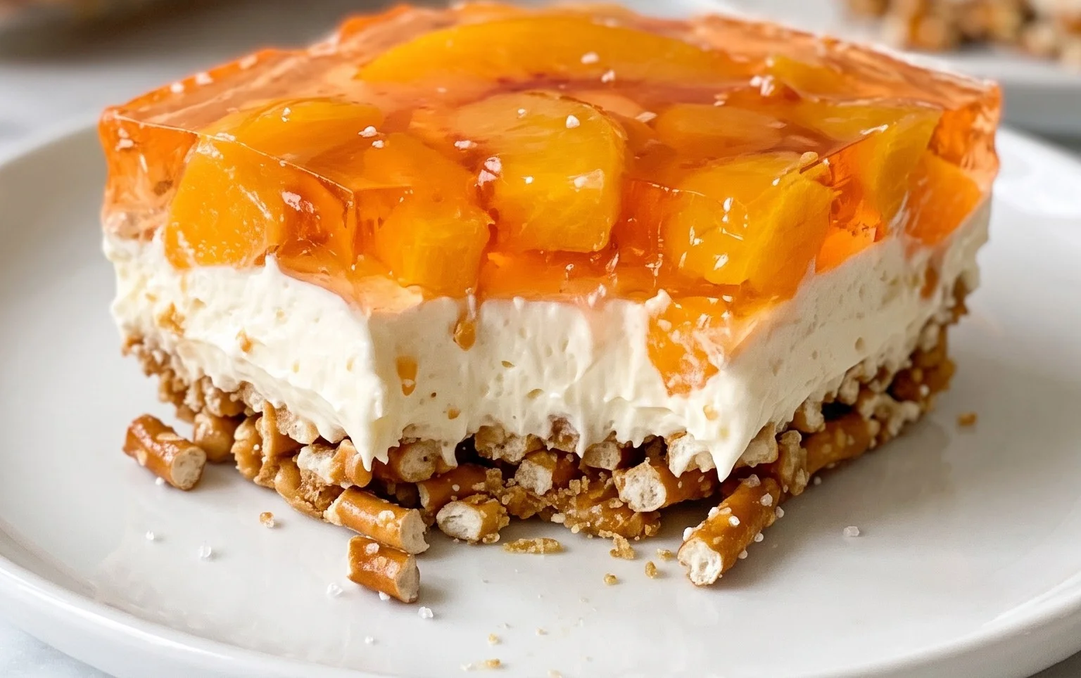 Peach Pretzel Salad Dessert