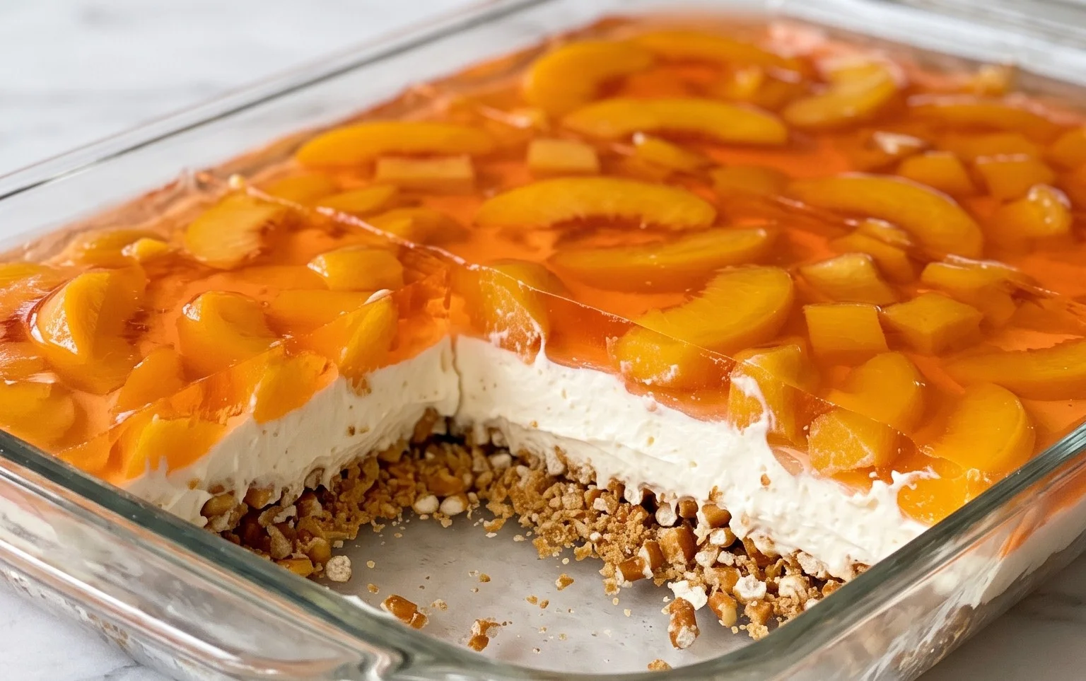Peach Pretzel Salad Dessert