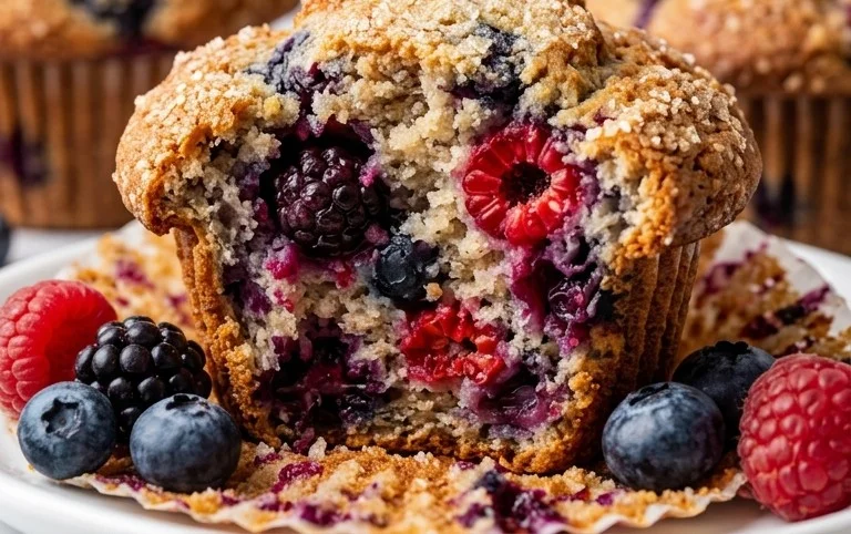 Bakery Style Mixed Berry Muffins | with Frozen Berries
