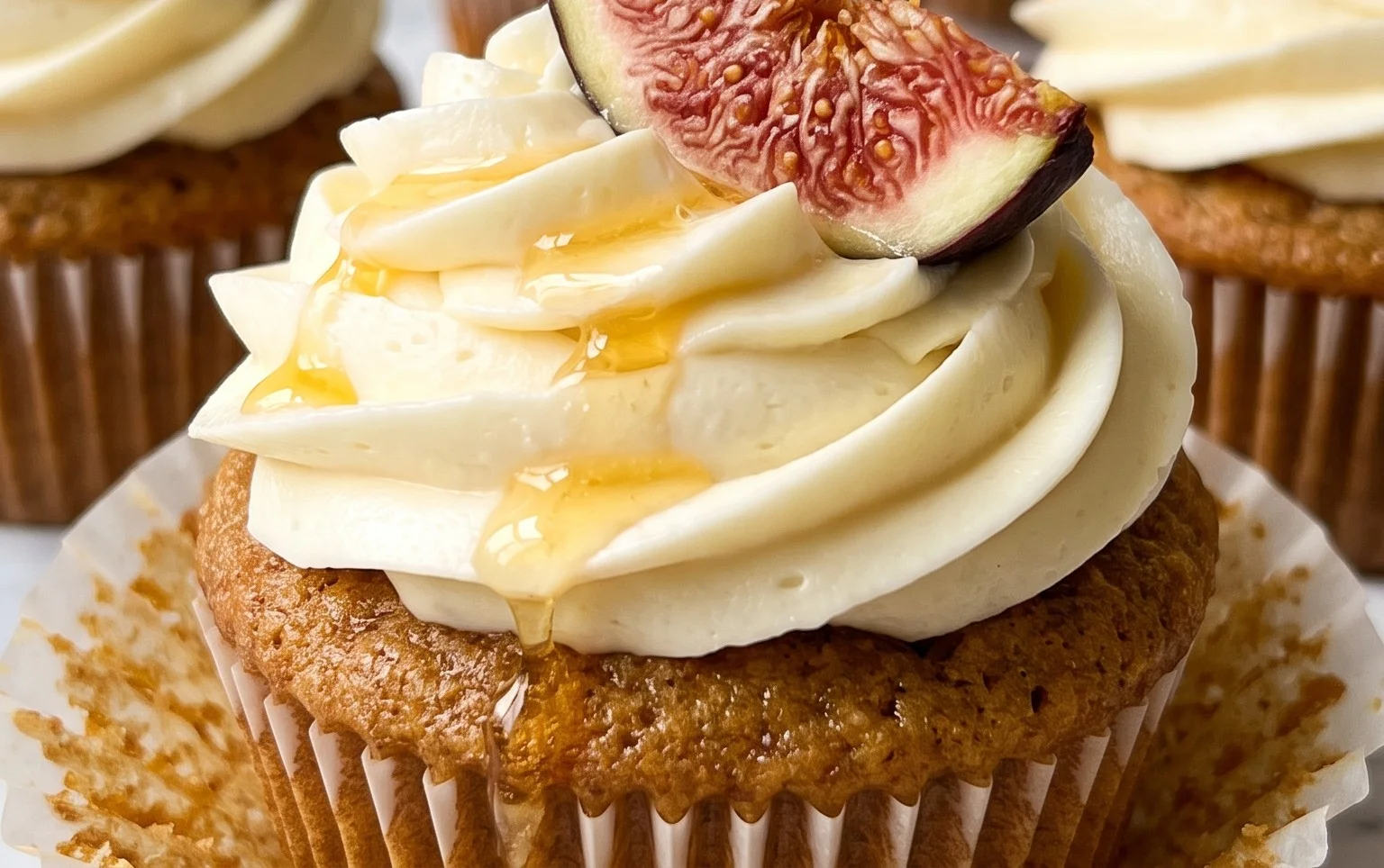 Fig Cupcakes with Honey Cream Cheese Frosting