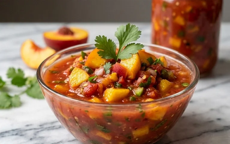 Sweet & Spicy Peach Salsa Canning Recipe